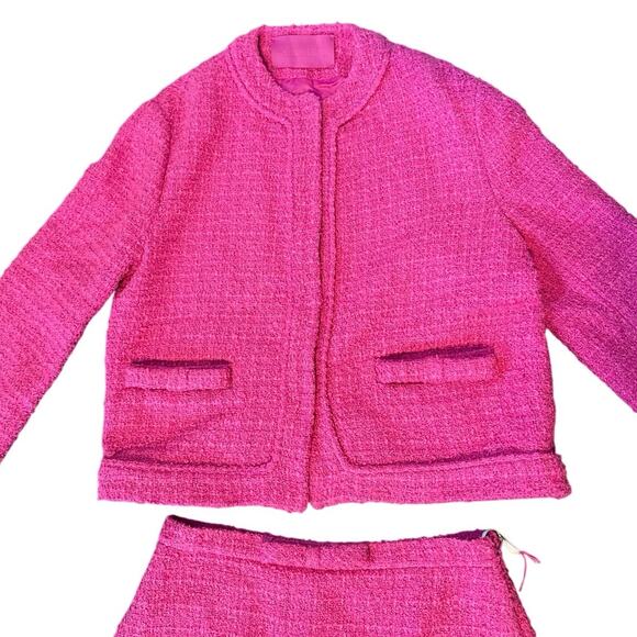 Valentino Suit Set Womens Size 8/ 44 Pink BowTweed Blazer and Mini Skort Barbie - Picture 3 of 16